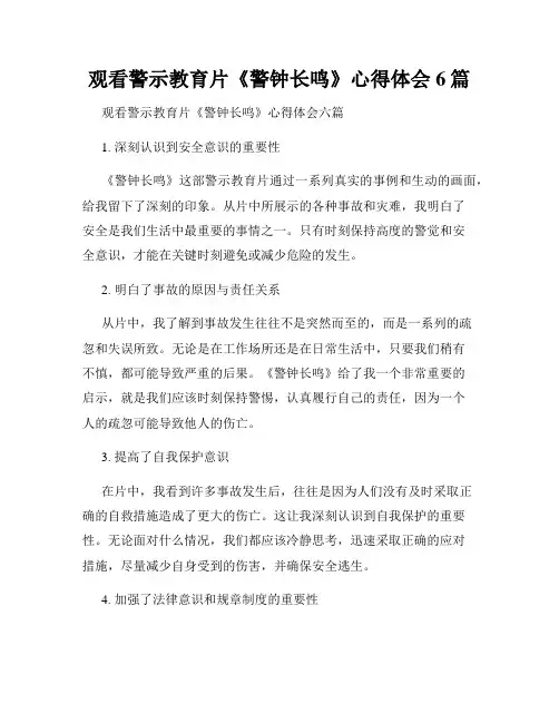 观看警示教育片《警钟长鸣》心得体会6篇