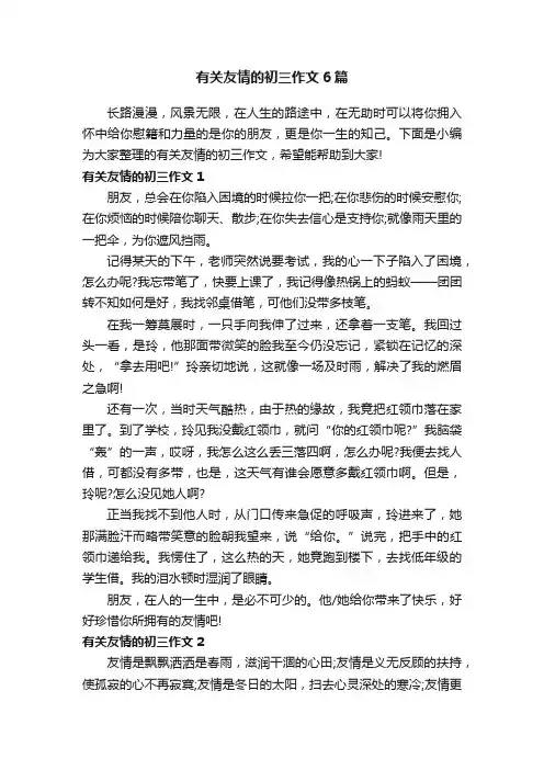 有关友情的初三作文6篇