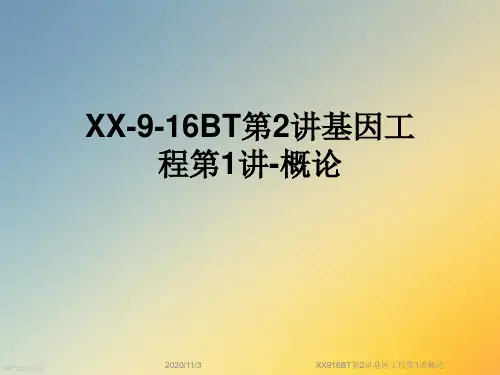XX916BT第2讲基因工程第1讲概论