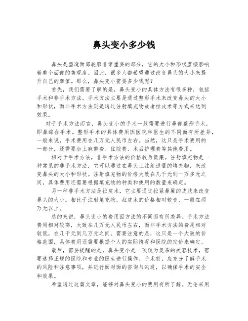 鼻头变小多少钱