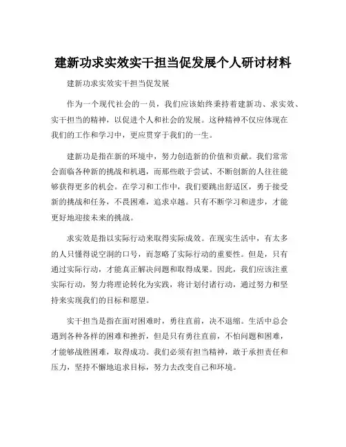 建新功求实效实干担当促发展个人研讨材料