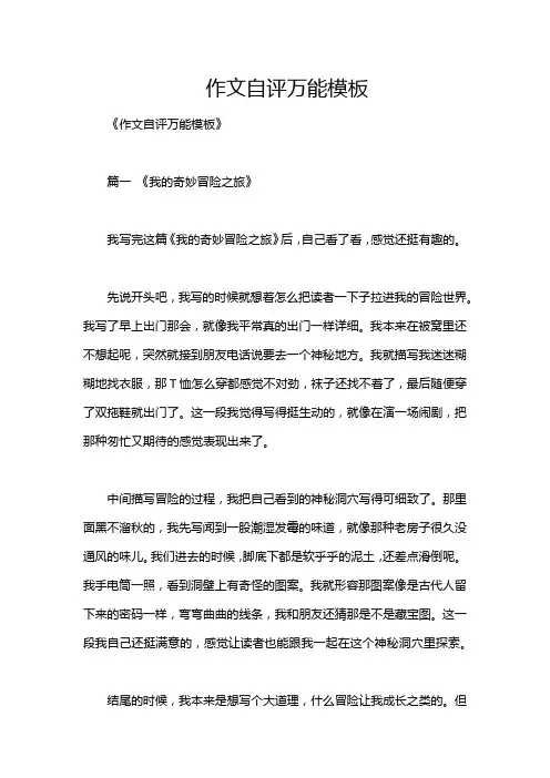 作文自评万能模板