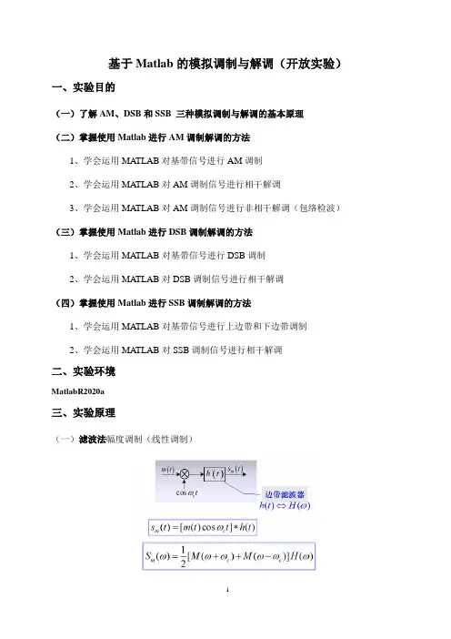 基于Matlab的模拟调制与解调实验报告