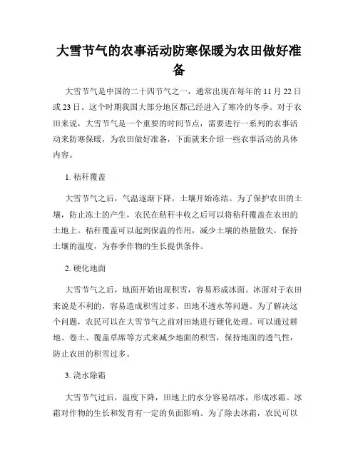 大雪节气的农事活动防寒保暖为农田做好准备