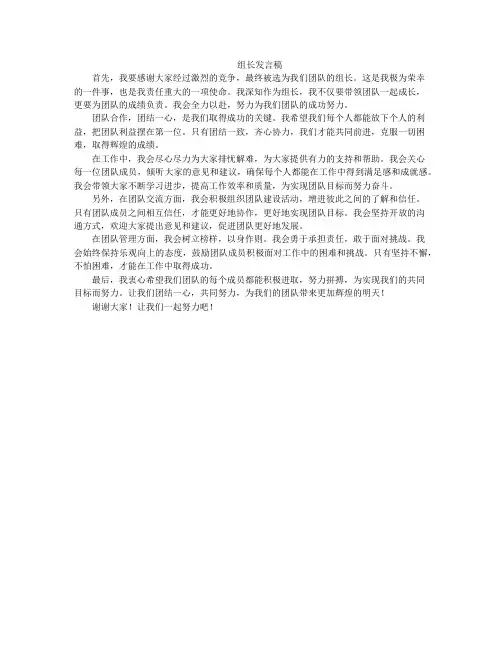 组长发言稿