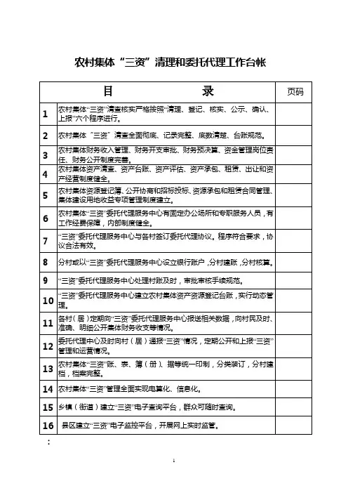 阳光村务台帐目录