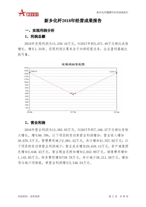 新乡化纤2018年经营成果报告-智泽华