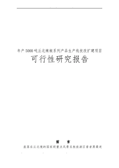 年产5000吨丘北辣椒系列产品生产线技改扩建项目可行性实施报告