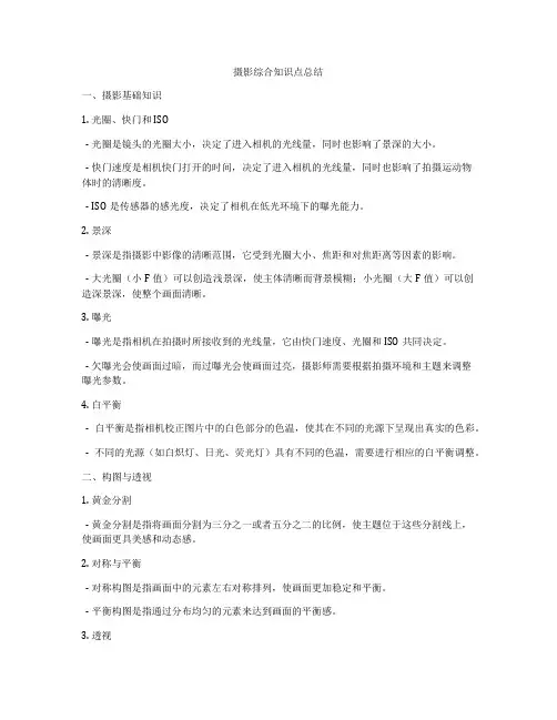 摄影综合知识点总结