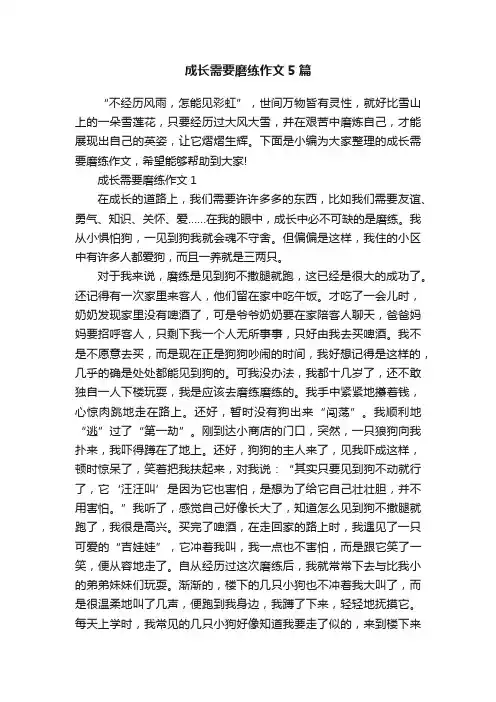 成长需要磨练作文5篇