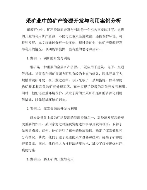 采矿业中的矿产资源开发与利用案例分析