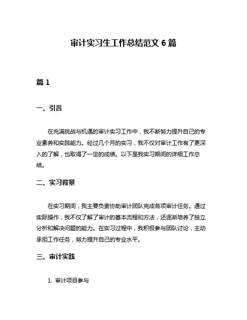 审计实习生工作总结范文6篇