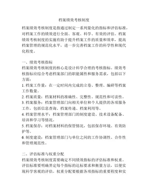 档案绩效考核制度