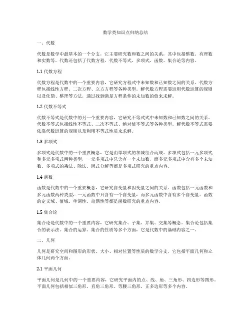 数学类知识点归纳总结