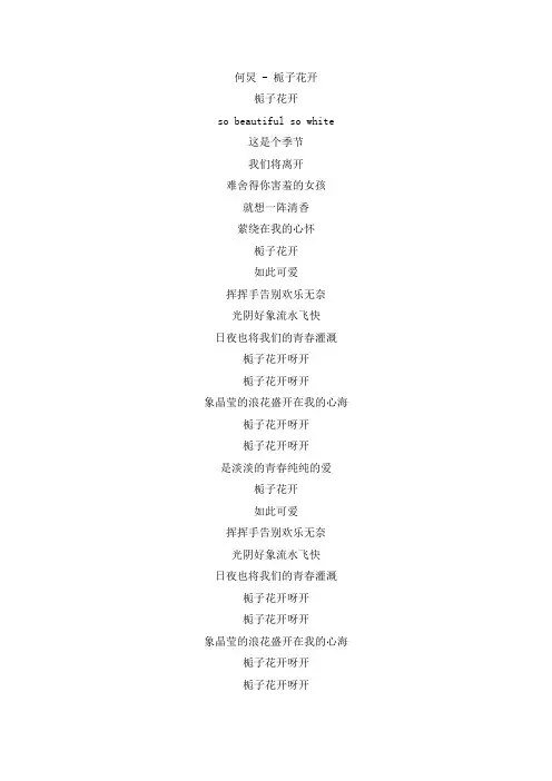 何炅 - 栀子花开歌词