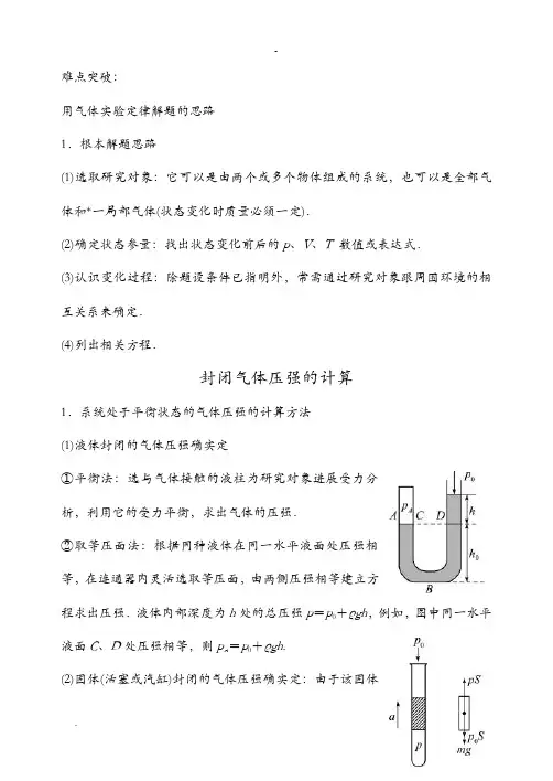 高中物理-封闭气体压强的计算