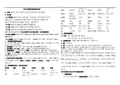 初三化学常见物质的化学式