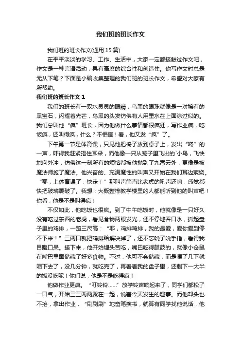 我们班的班长作文