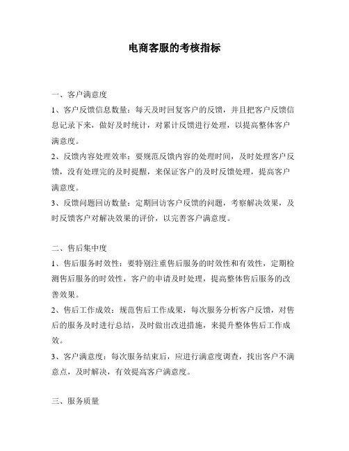 电商客服的考核指标
