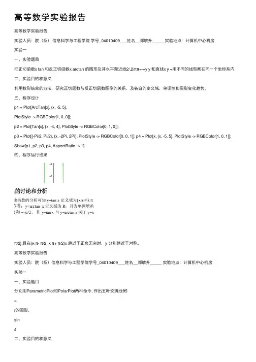 高等数学实验报告
