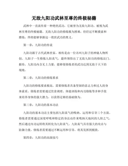 无敌九阳功武林至尊的终极秘籍