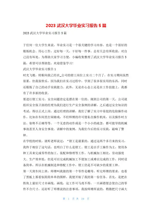 2023武汉大学毕业实习报告5篇99文库