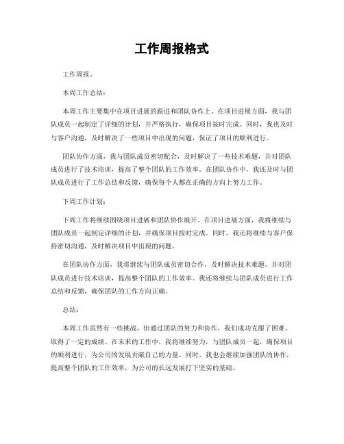 工作周报格式