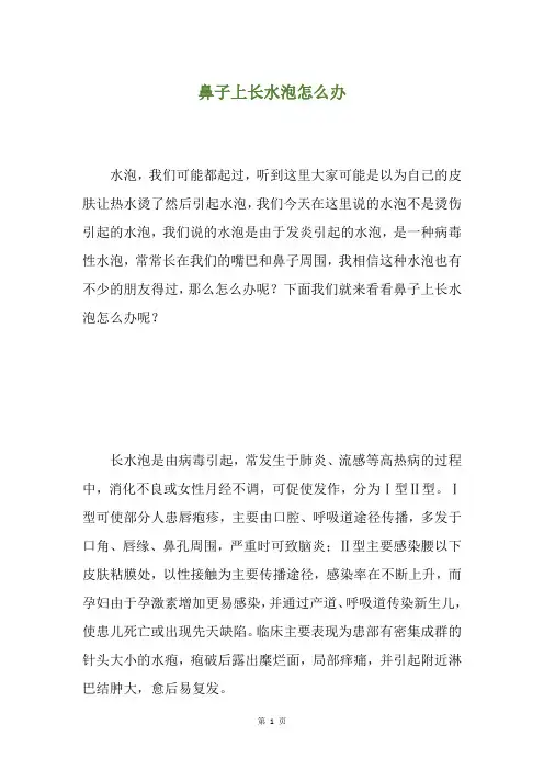 鼻子上长水泡怎么办