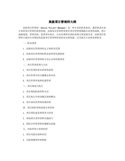 高级项目管理师大纲