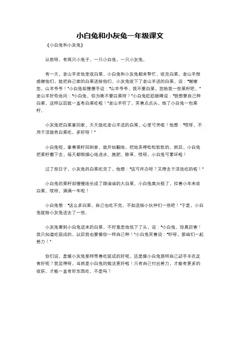 小白兔和小灰兔一年级课文