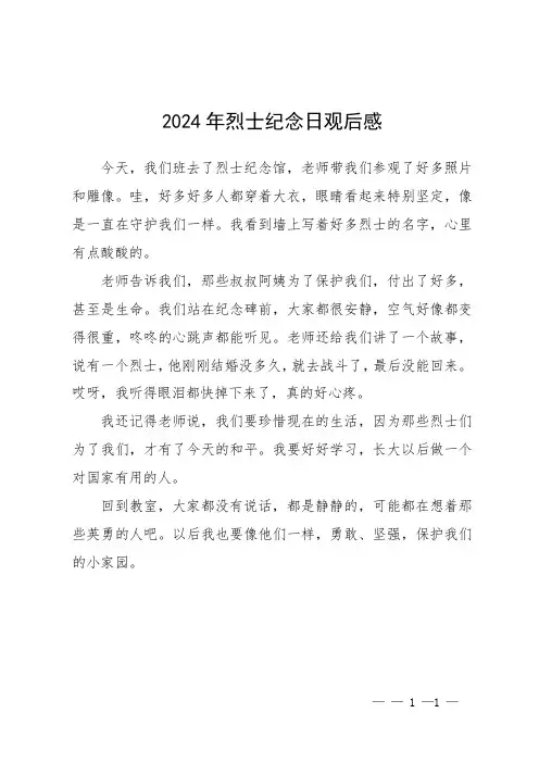 2024年烈士纪念日观后感