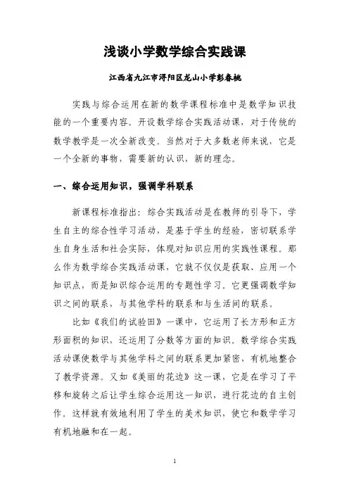 《浅谈小学数学综合实践课》论文
