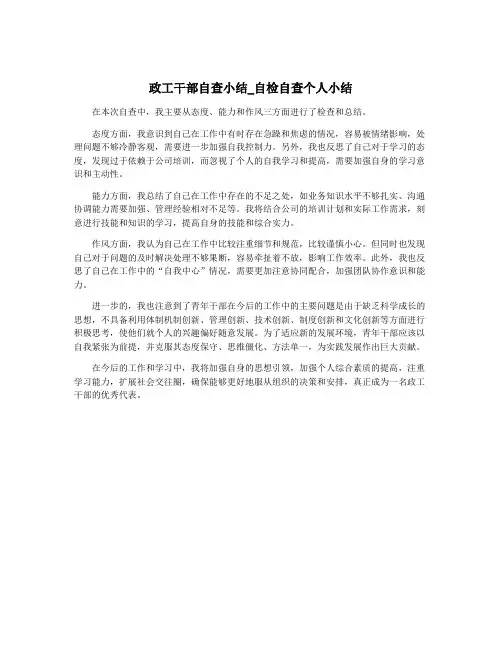 政工干部自查小结_自检自查个人小结