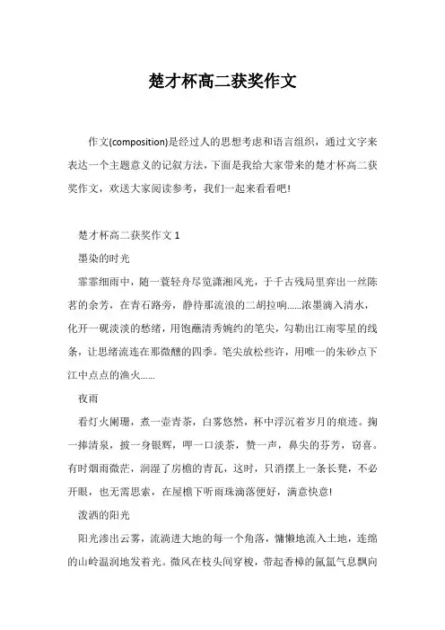 (高二作文)楚才杯高二获奖作文