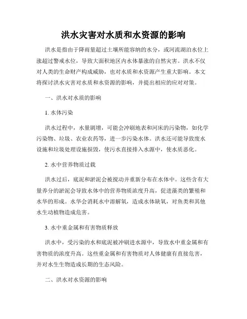 洪水灾害对水质和水资源的影响