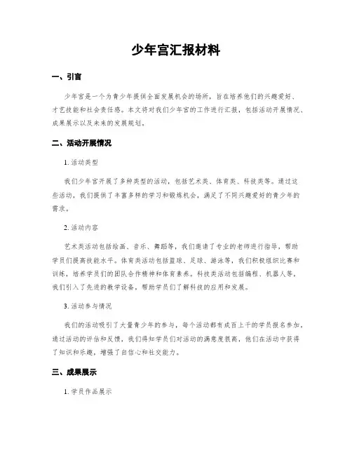 少年宫汇报材料