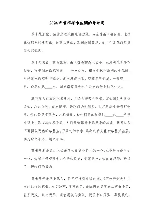 2024年青海茶卡盐湖的导游词（4篇）
