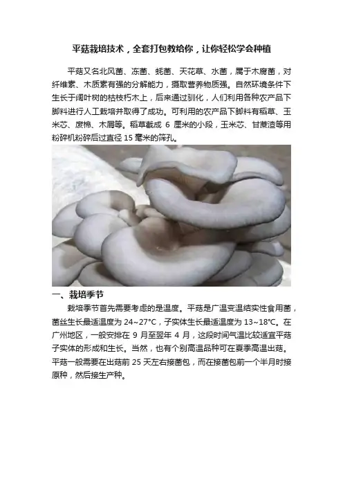 平菇栽培技术，全套打包教给你，让你轻松学会种植