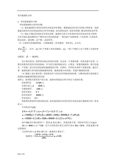 项目敏感性分析案例.doc