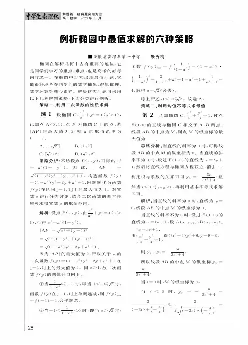 例析椭网中最值求解的六种策略