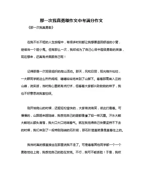 那一次我真勇敢作文中考满分作文