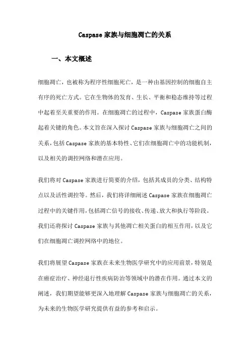 Caspase家族与细胞凋亡的关系