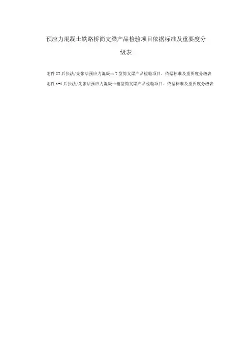 预应力混凝土铁路桥简支梁产品检验项目依据标准及重要度分级表