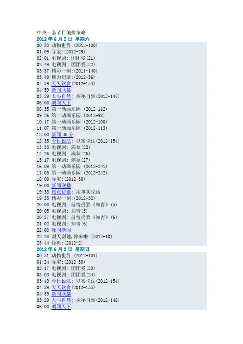 中央一套节目编排策略