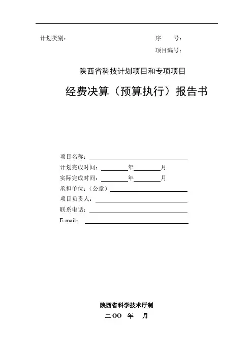 项目资金预算决算表 - 计划类别