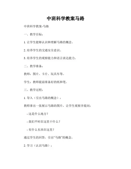 中班科学教案马路