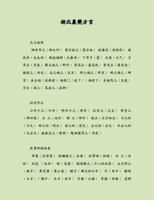 湖北襄樊方言