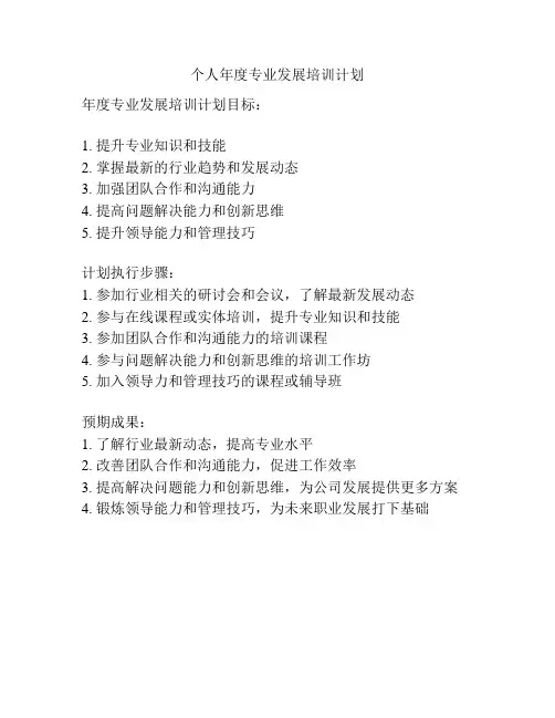 个人年度专业发展培训计划