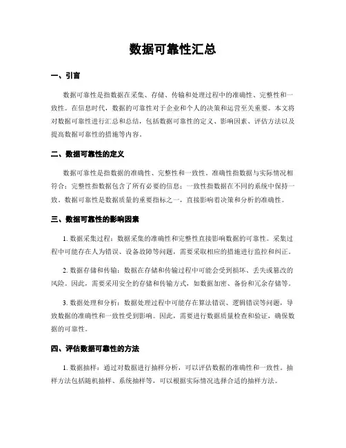 数据可靠性汇总