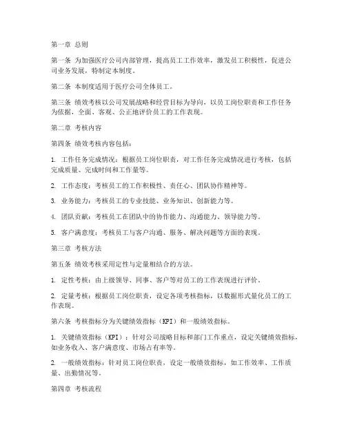 医疗公司绩效考核管理制度
